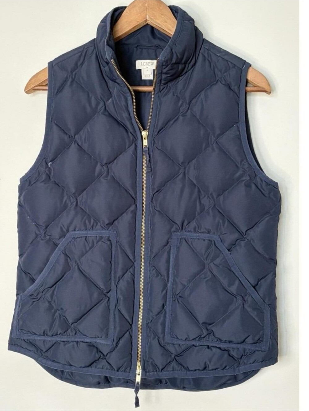 J. Crew Navy Quilted Zip-Front Puffer Vest